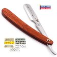 Parker Wood Handle Shavette Razor with 7 free blades Online now