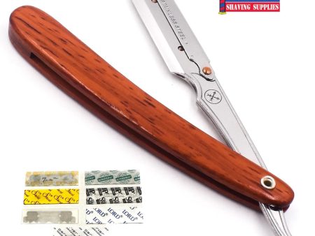 Parker Wood Handle Shavette Razor with 7 free blades Online now