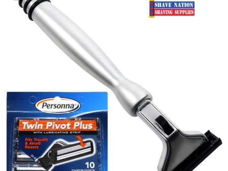 Taconic Atra Pivoting Twin Blade Cartridge Razor with 10 Free Blades Supply